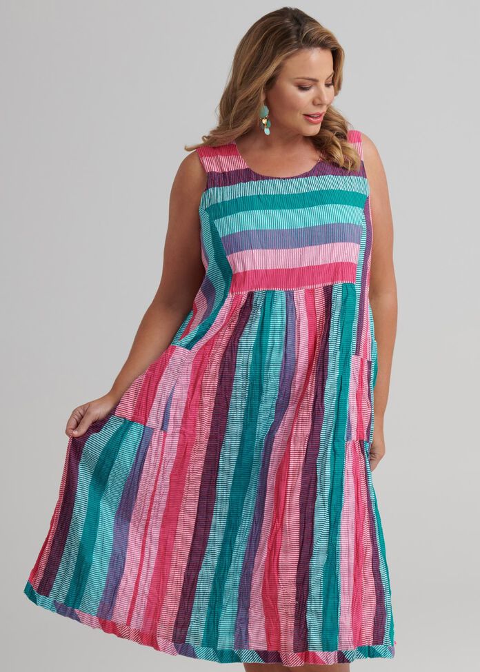 Multi Stripe Dress, , hi-res