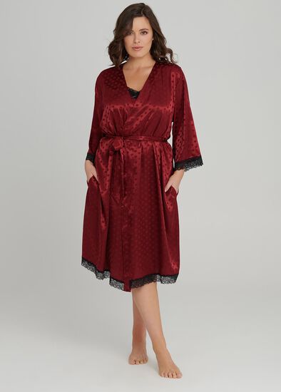 Plus Size Lace Trim Robe