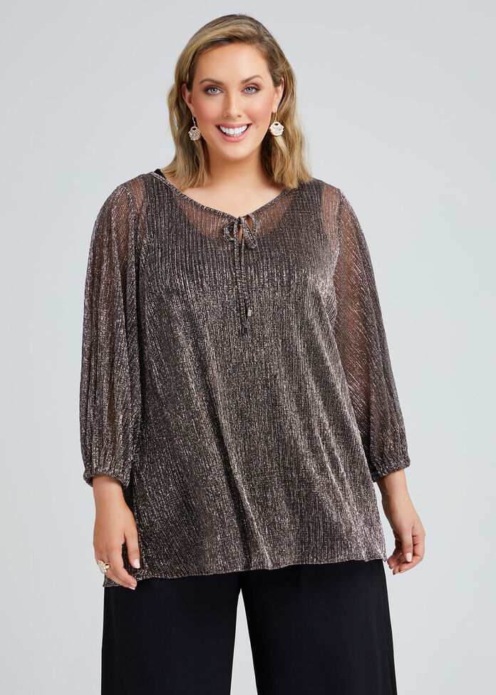 Juliet Shimmer Peasant Top, , hi-res