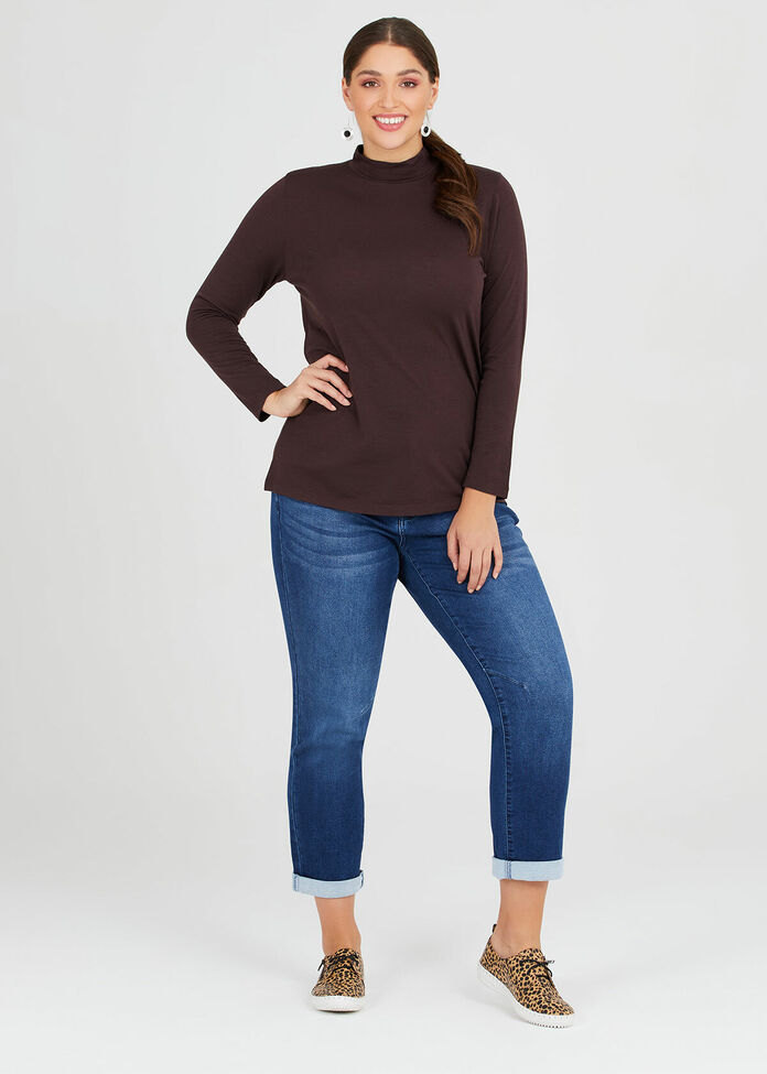 Wool Bamboo Mock Neck Top, , hi-res