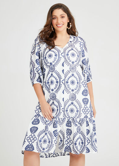 Plus Size Cotton Broderie Button Dress