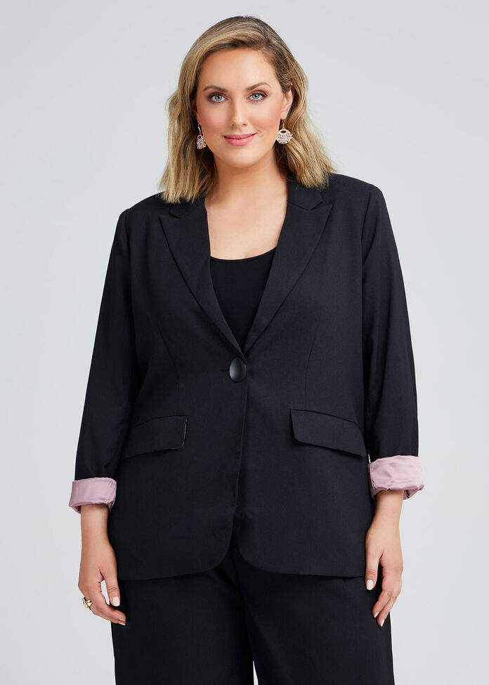 Noir One Button Lined Jacket, , hi-res