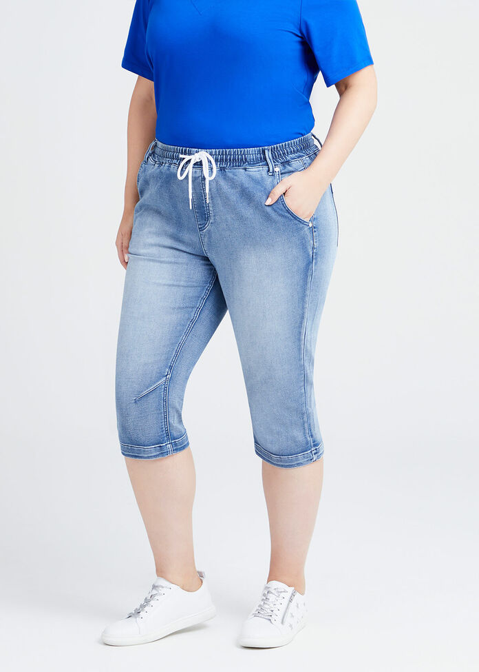 The Easy Fit Crop Denim Jogger, , hi-res