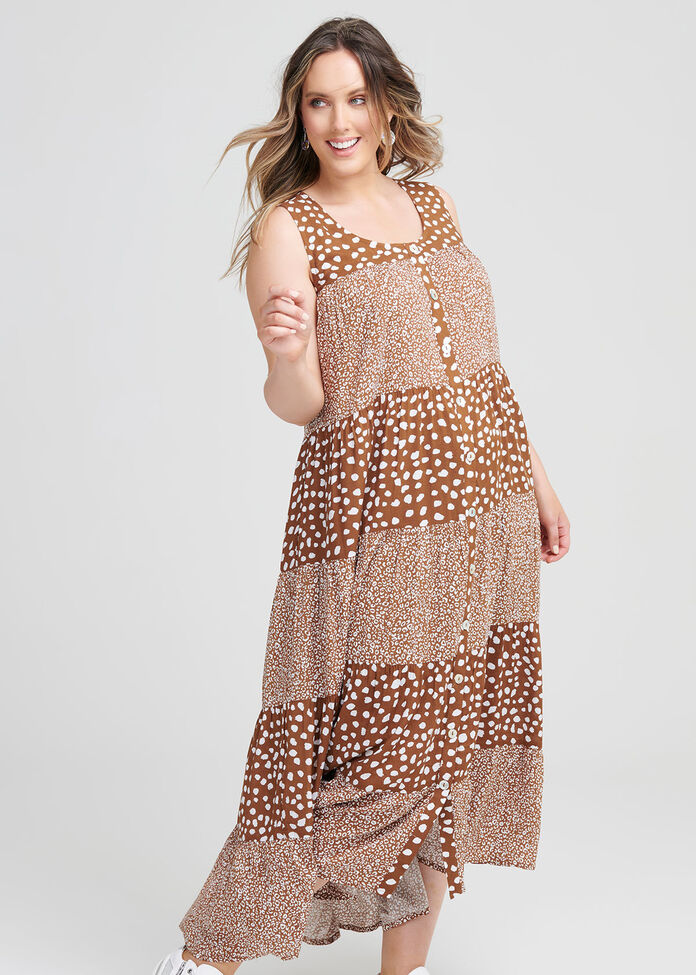 Natural Leopard Mix Dress, , hi-res