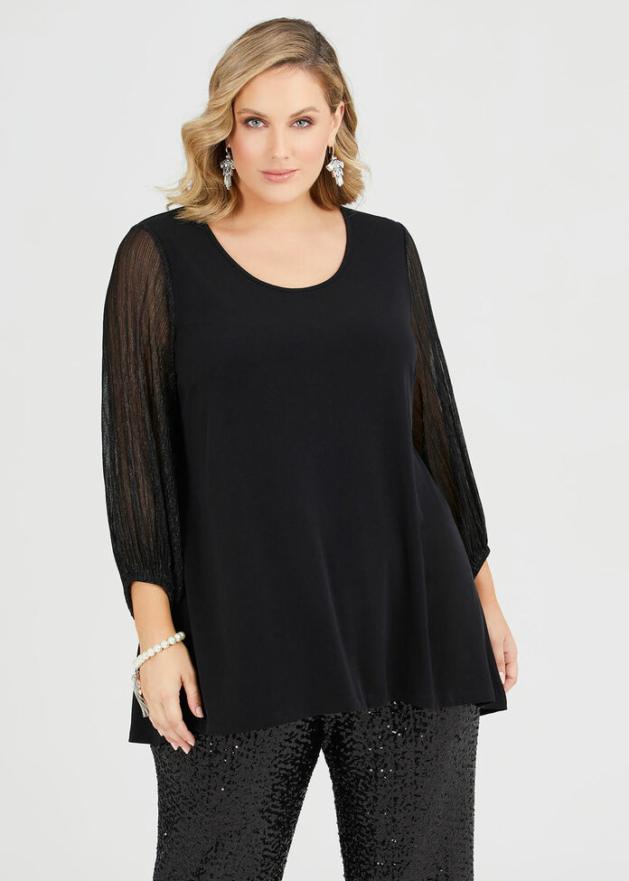 Black Jack Shimmer Sleeve Top, , hi-res