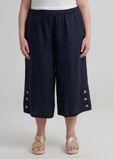 Plus Size Petite Linen Crop Pant