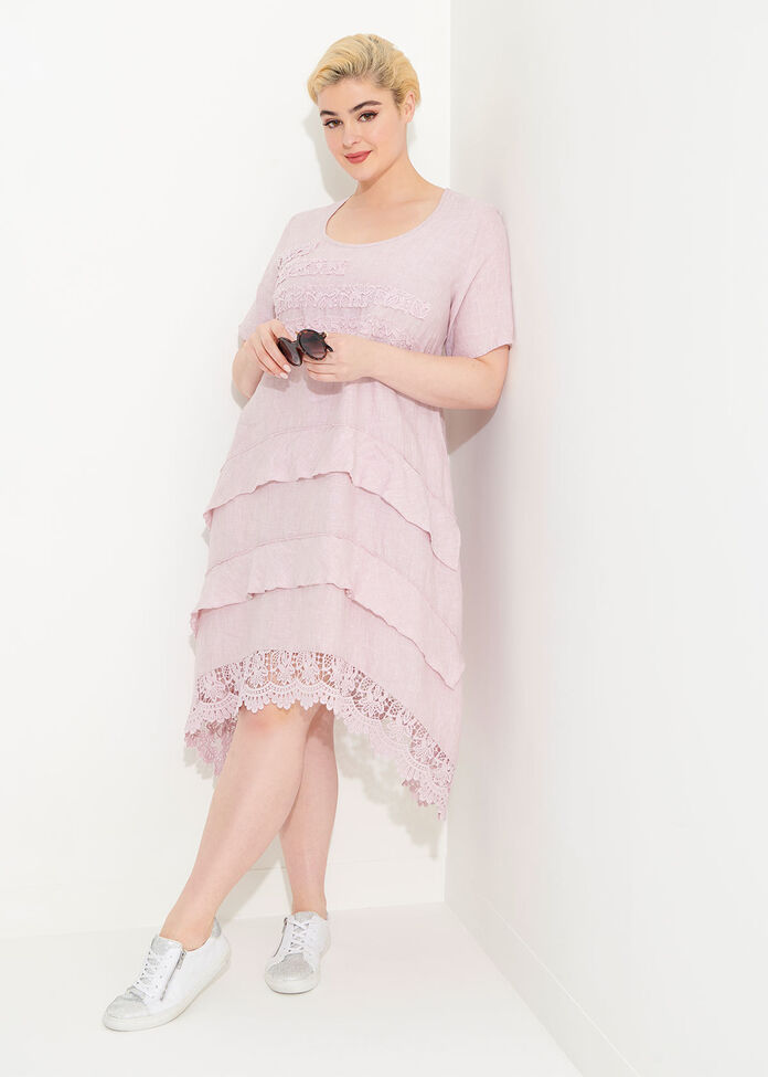 Linen Lace Dress, , hi-res