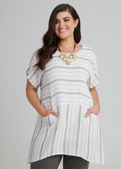 Plus Size Elle Stripe Linen Tunic