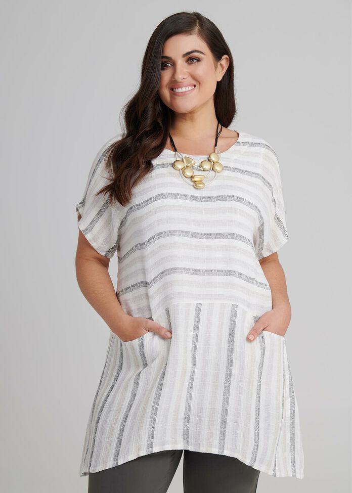 Elle Stripe Linen Tunic, , hi-res