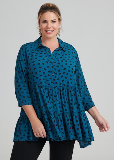 Plus Size Abstract Layered Shirt