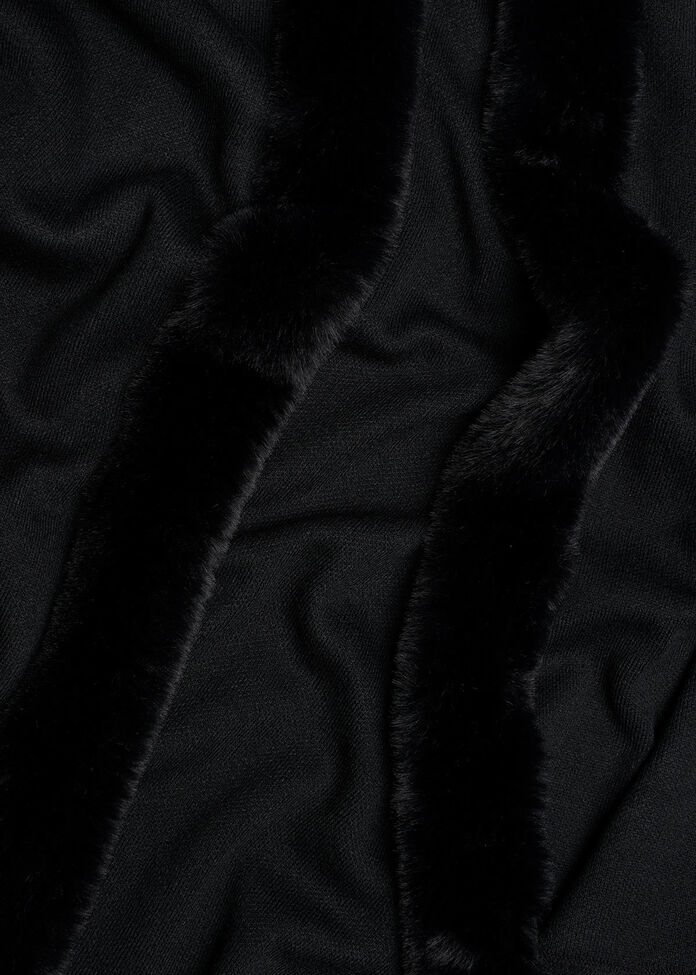 Faux Fur Trim Cape, , hi-res