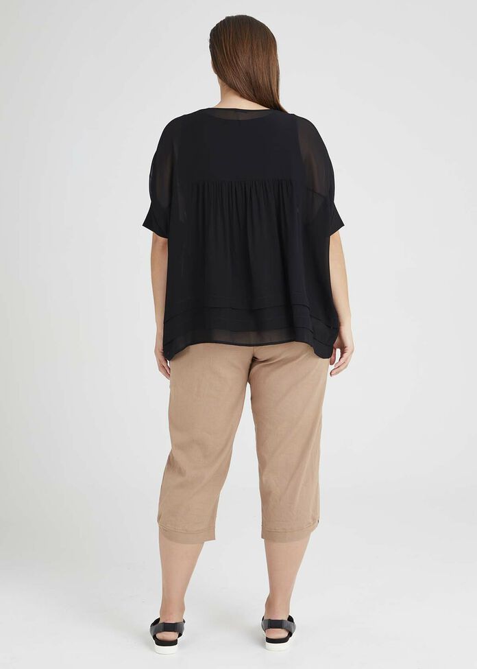 Natural Boho Pleat Top, , hi-res