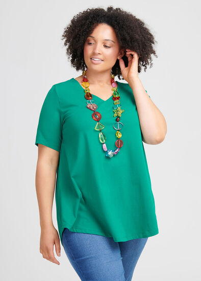 Plus Size Organic V-neck Swing Basic Tee