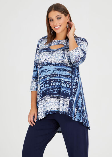 Plus Size Ice Palace 3/4 Sleeve Natural Top