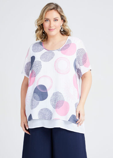 Plus Size Natural Collage Layered Top