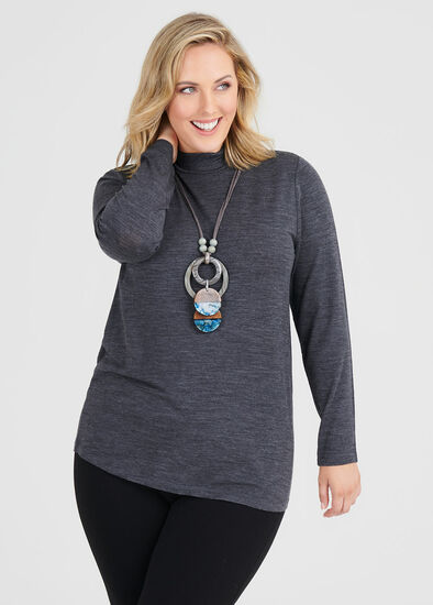 Plus Size Wool Bamboo Mock Neck Top