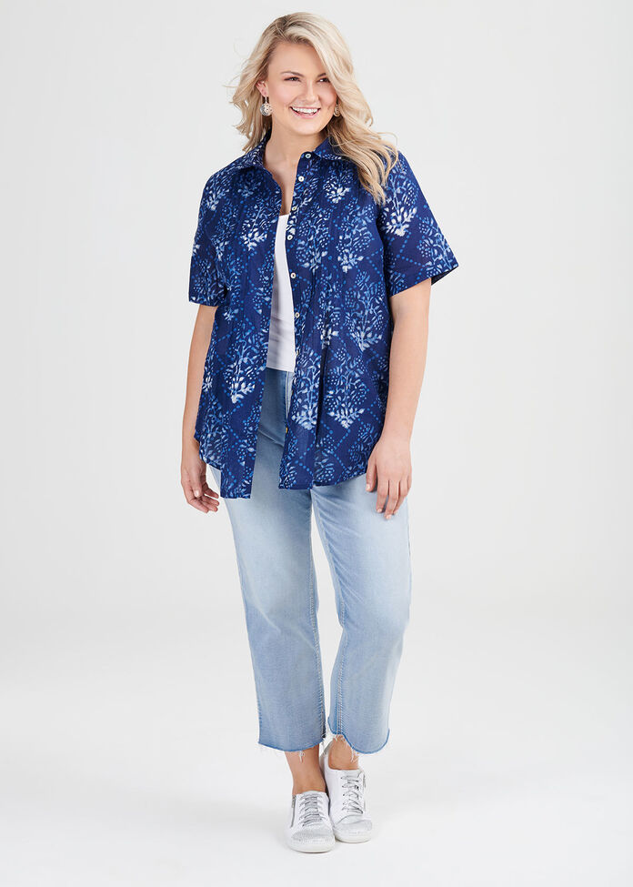 Cotton Floral Burst Shirt, , hi-res