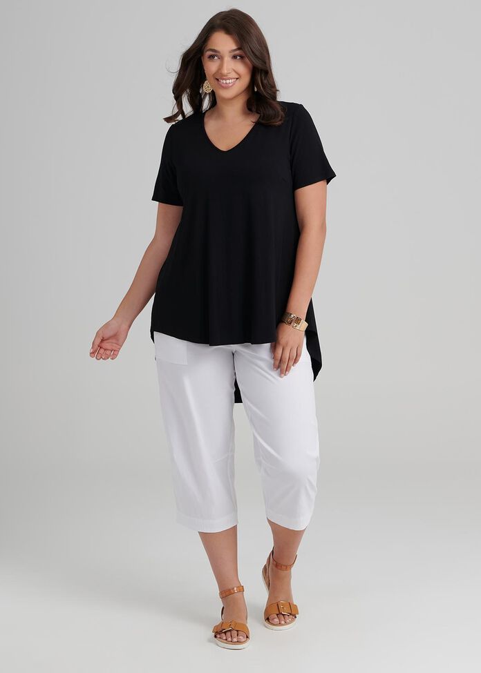 Tencel Trapeze Dart Crop Pant, , hi-res