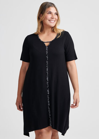 Plus Size Floral Trim Bamboo Nightie