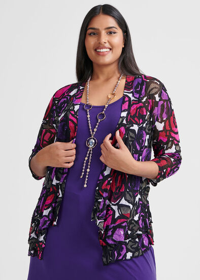 Plus Size Coming Up Roses Cardi