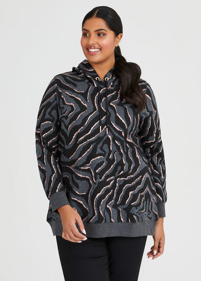 Plus Size Zebra Foil Hoodie