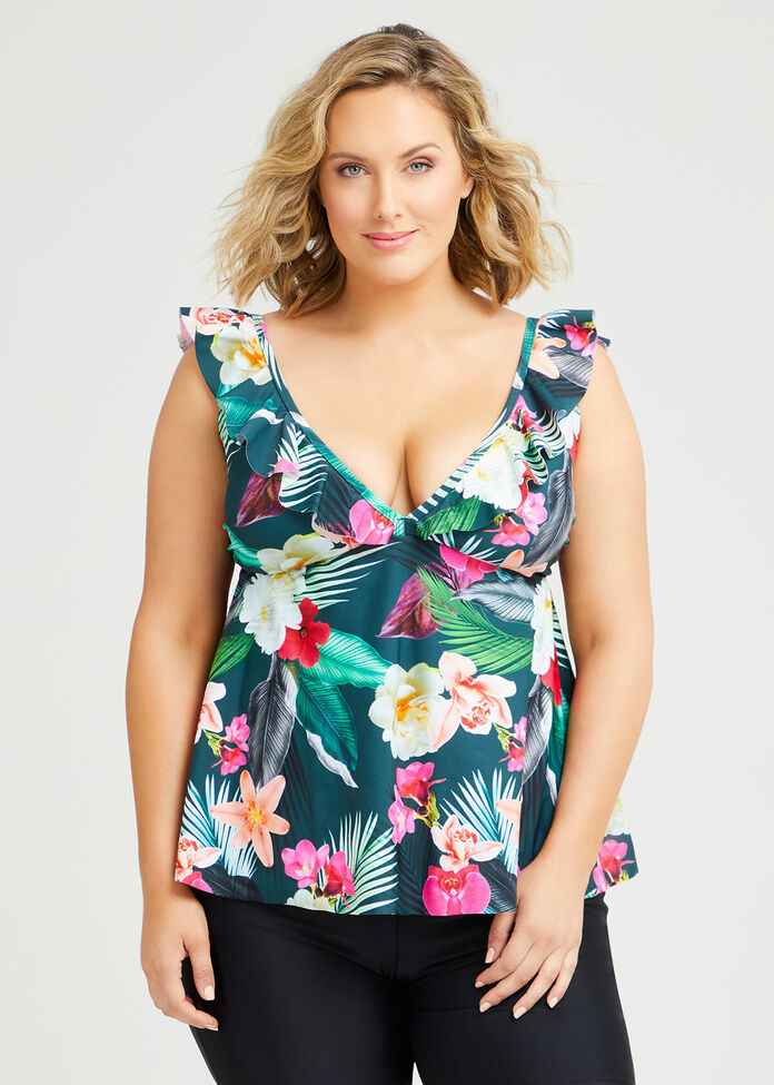 Tropical Frill Tankini, , hi-res