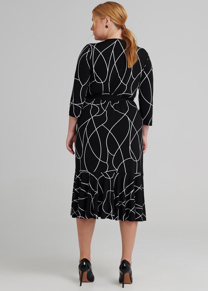 Reverse Scribe Wrap Dress, , hi-res