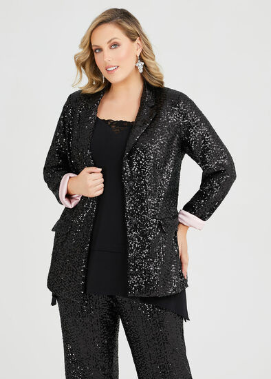 Plus Size Sparkle Sequin Jacket