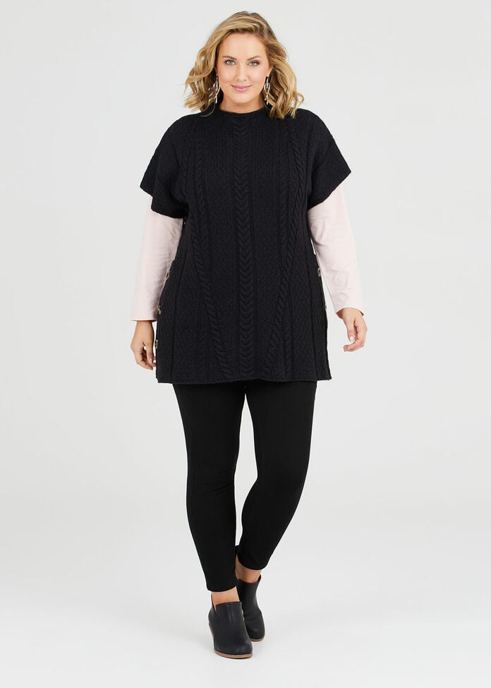 Cable Knit Button Tunic, , hi-res