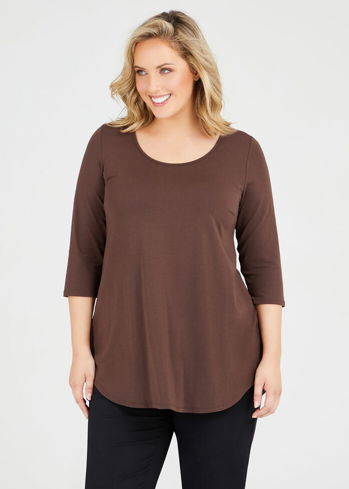 Bamboo Base 3/4 Sleeve Top, , hi-res