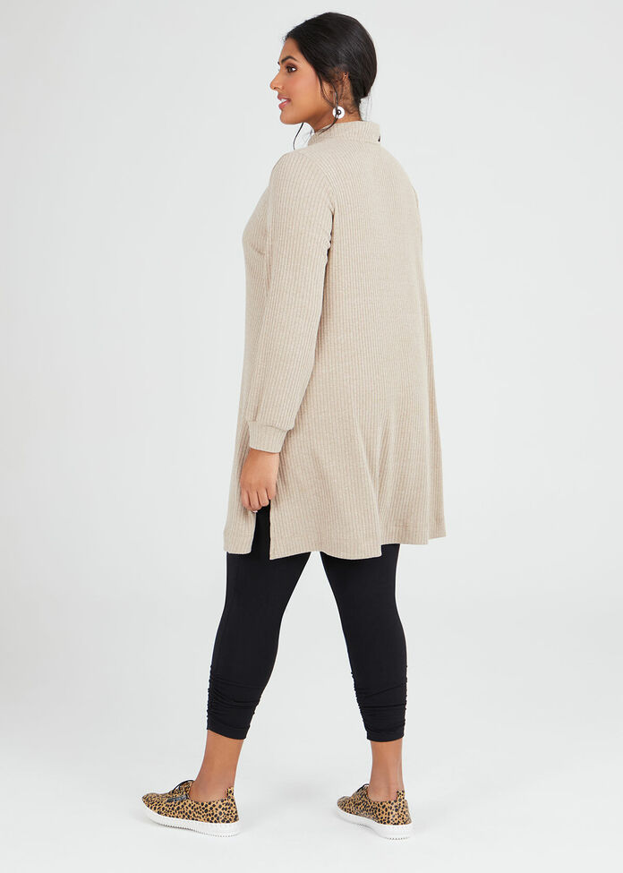 Rib Mock Neck Tunic, , hi-res