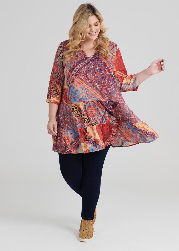 Patchwork Boho Tunic, , hi-res