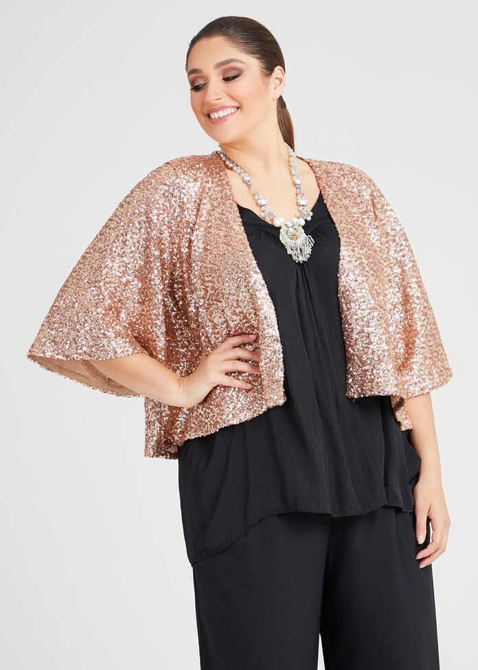 Sparkle Sequin Lined Shrug, , hi-res