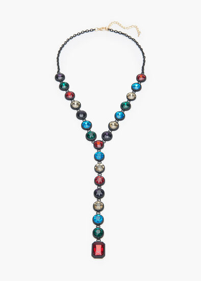 Faceted Jewel Y Necklace