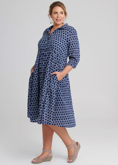 Plus Size Shibori Cotton Dress