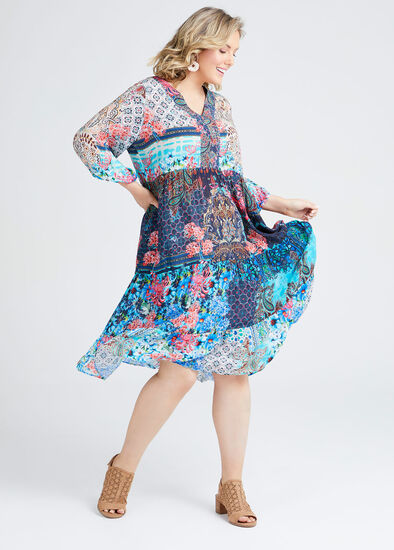 Plus Size Natural Tuscan V-neck Dress