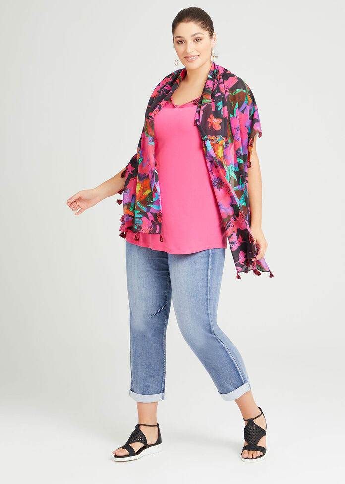 Bright Floral Patchwork Scarf, , hi-res