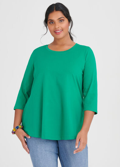 Plus Size Organic Crew Swing 3/4 Tee