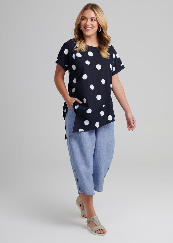 Shibori Spot Linen Top, , hi-res