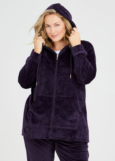 Plus Size Plush Velour Zip Hoodie