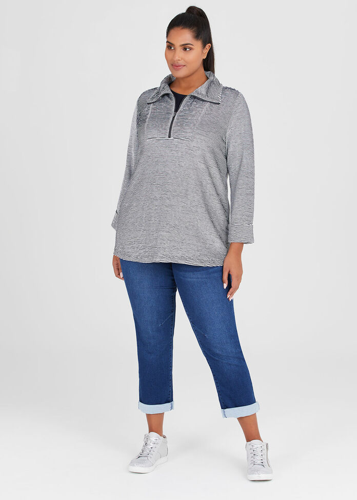 Textured Wave Zip Top, , hi-res