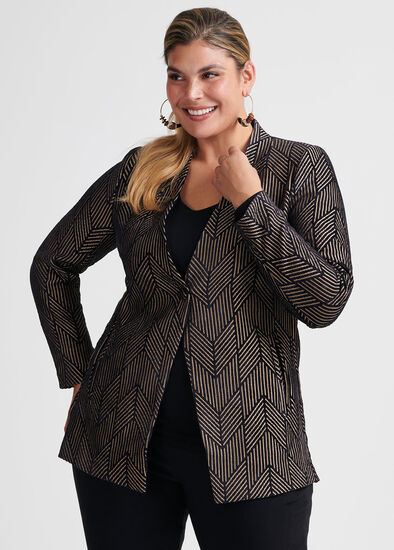 Plus Size Chevron Chenille Jacket