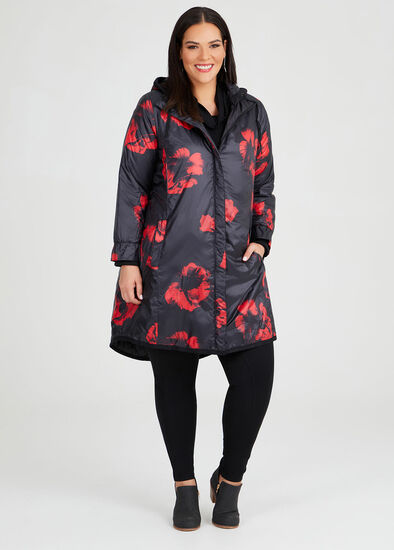 Plus Size Rouge Noir Puffer Coat