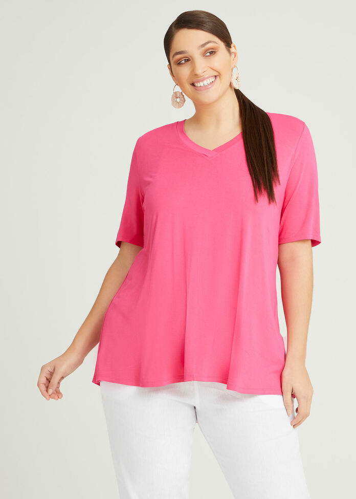 Bamboo Habitual Vneck Top, , hi-res