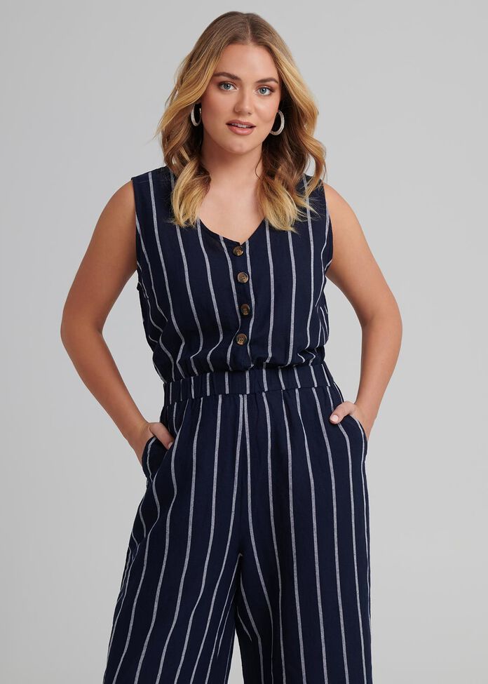 High Tide Linen Jumpsuit, , hi-res