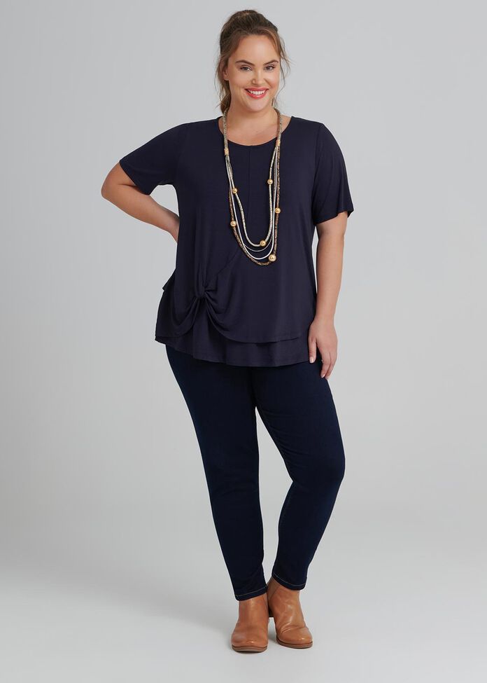 Navy Knit Knot Top, , hi-res