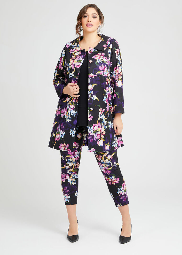 Majestic Flora Linen Coat, , hi-res