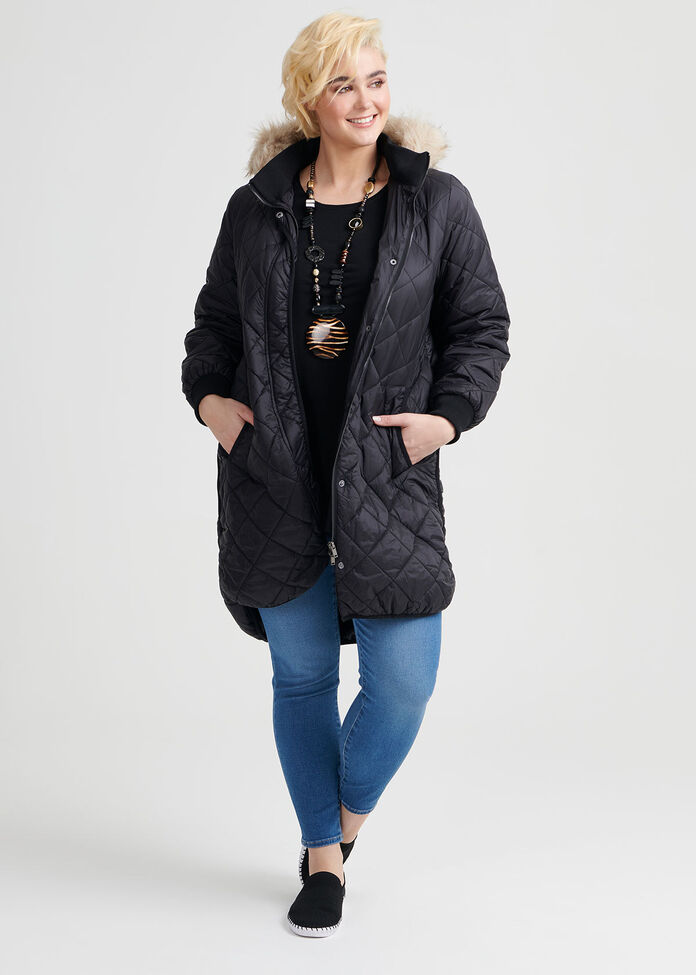 Quilted Hooded Jacket, , hi-res