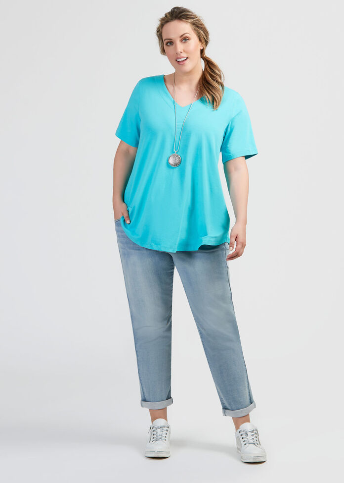 Organic V-neck Swing Basic Tee, , hi-res