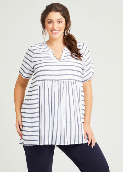 Plus Size Kristine Natural Stripe Tunic